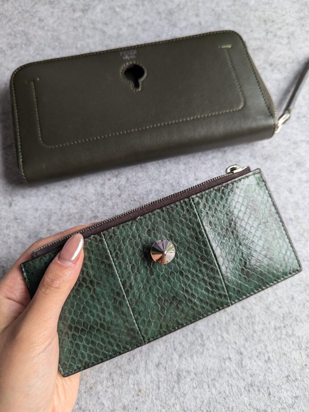 Fendi Original Zipper Wallet with Detachable Snake Skin Card Holder - Picture 7 of 8